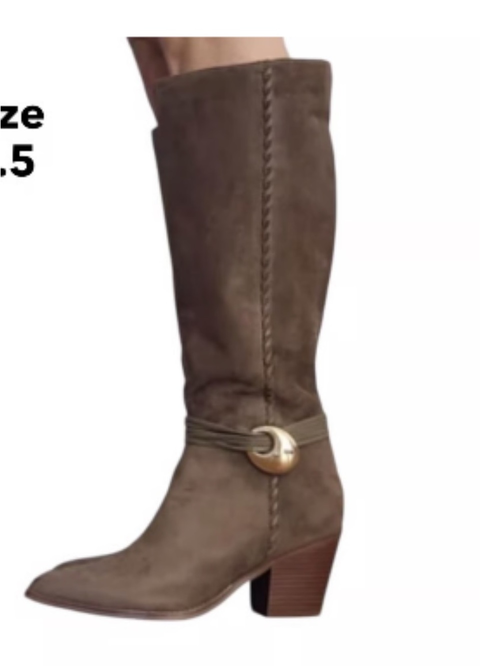 Rio Whip Stitch brown suede Tall knee-high Boots with Memory Foam Insole